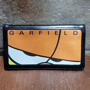 Vintage Garfield Checkbook Cover Black Leather Vinyl